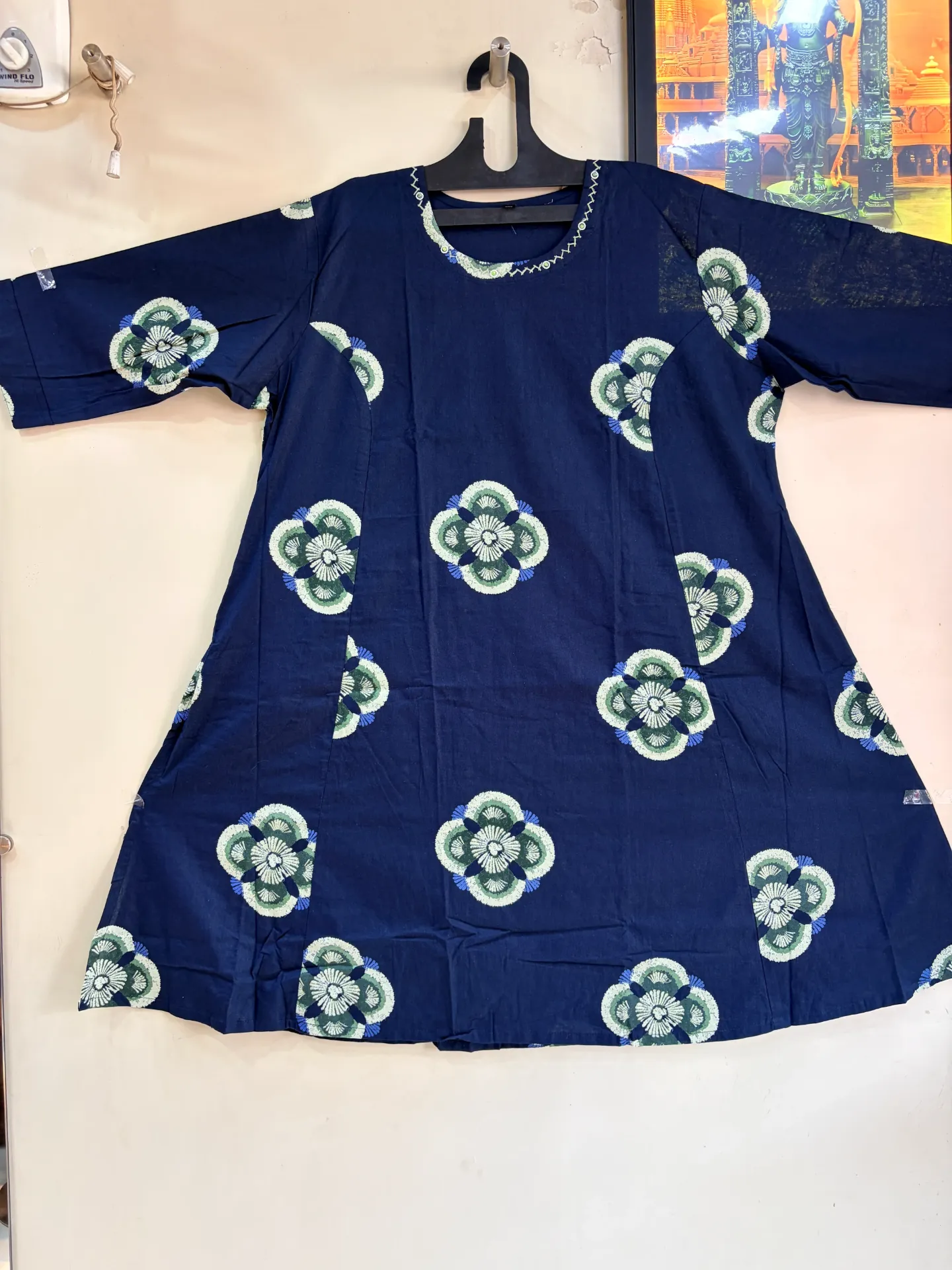 PLUS SIZE BLUE BLOCK PRINT KURTI