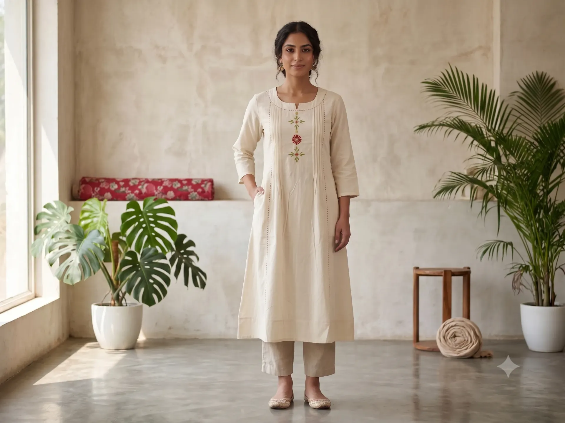 [SKU/IALK/001] Ivory A-Line Kurti (M)