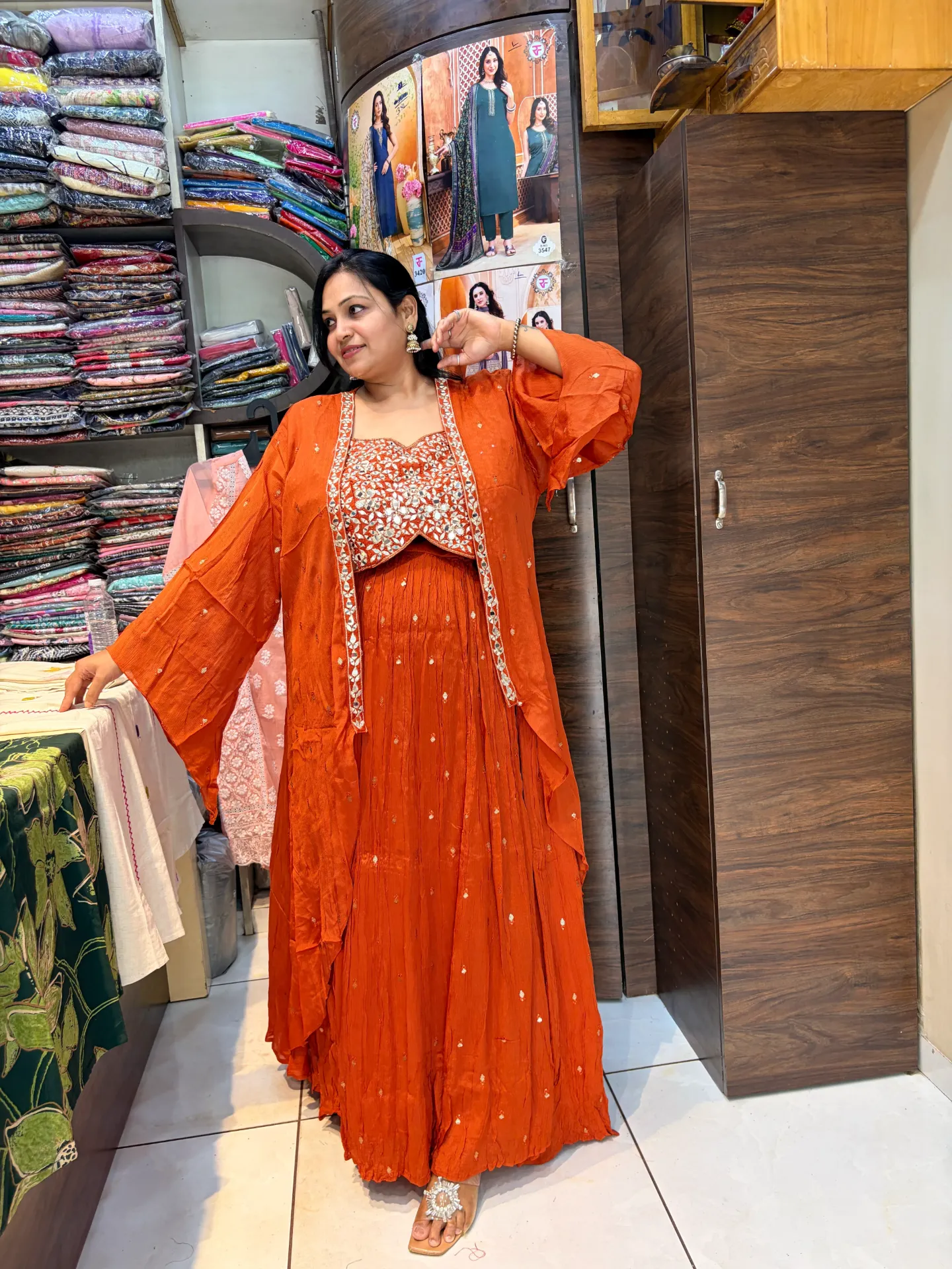 Plus Size Rust Blouse Jacket Set