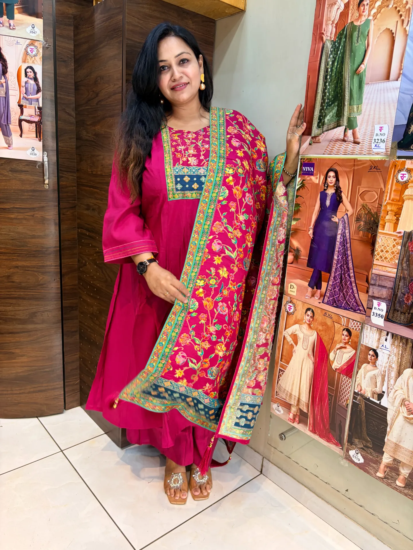 [sku/anarps/001] Plus Size Rani Pink Anarkali Set (6XL)