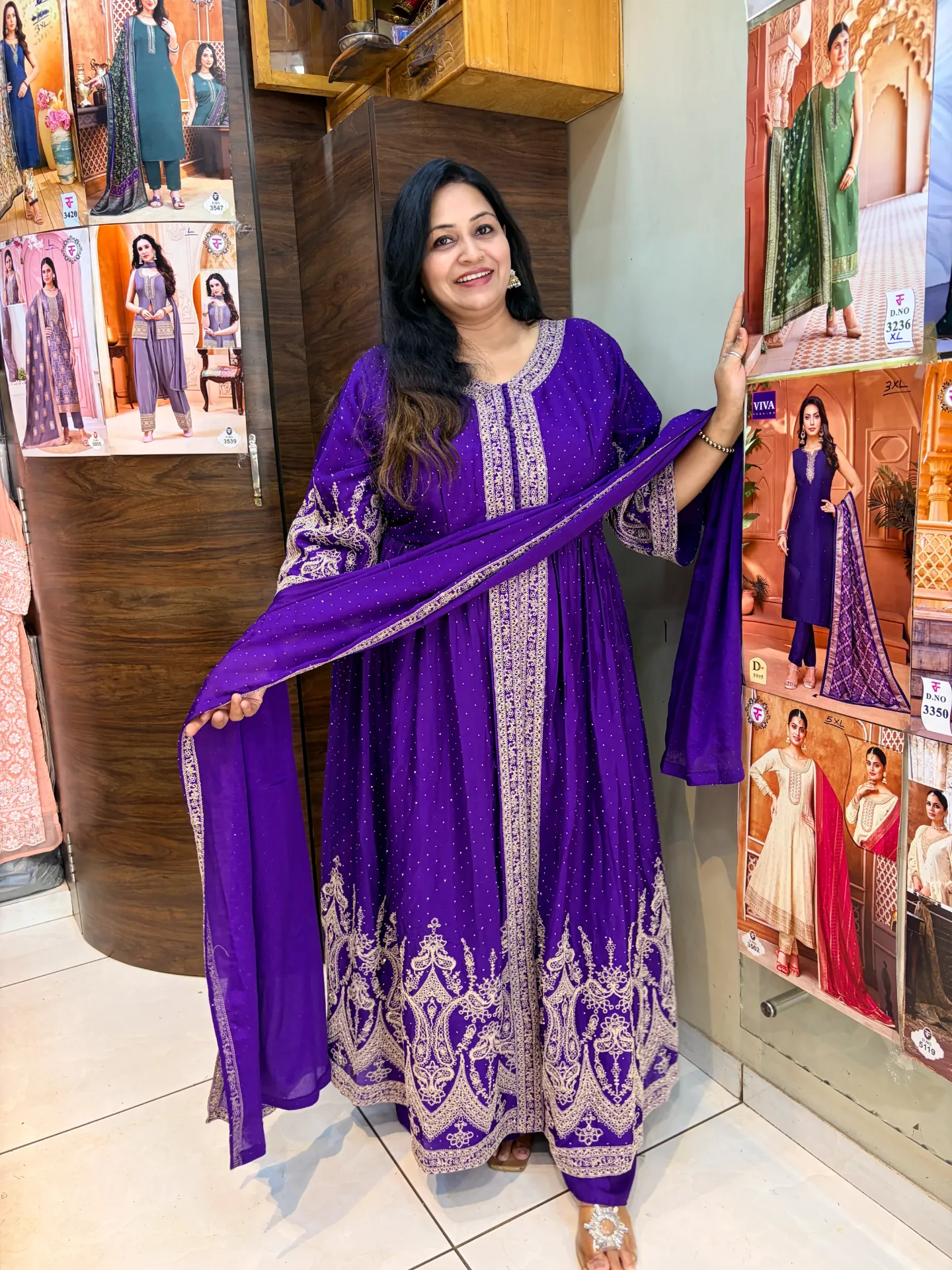 [sku/paspurple/002] Plus Size Heritage Anarkali Set (PURPLE, 7XL)