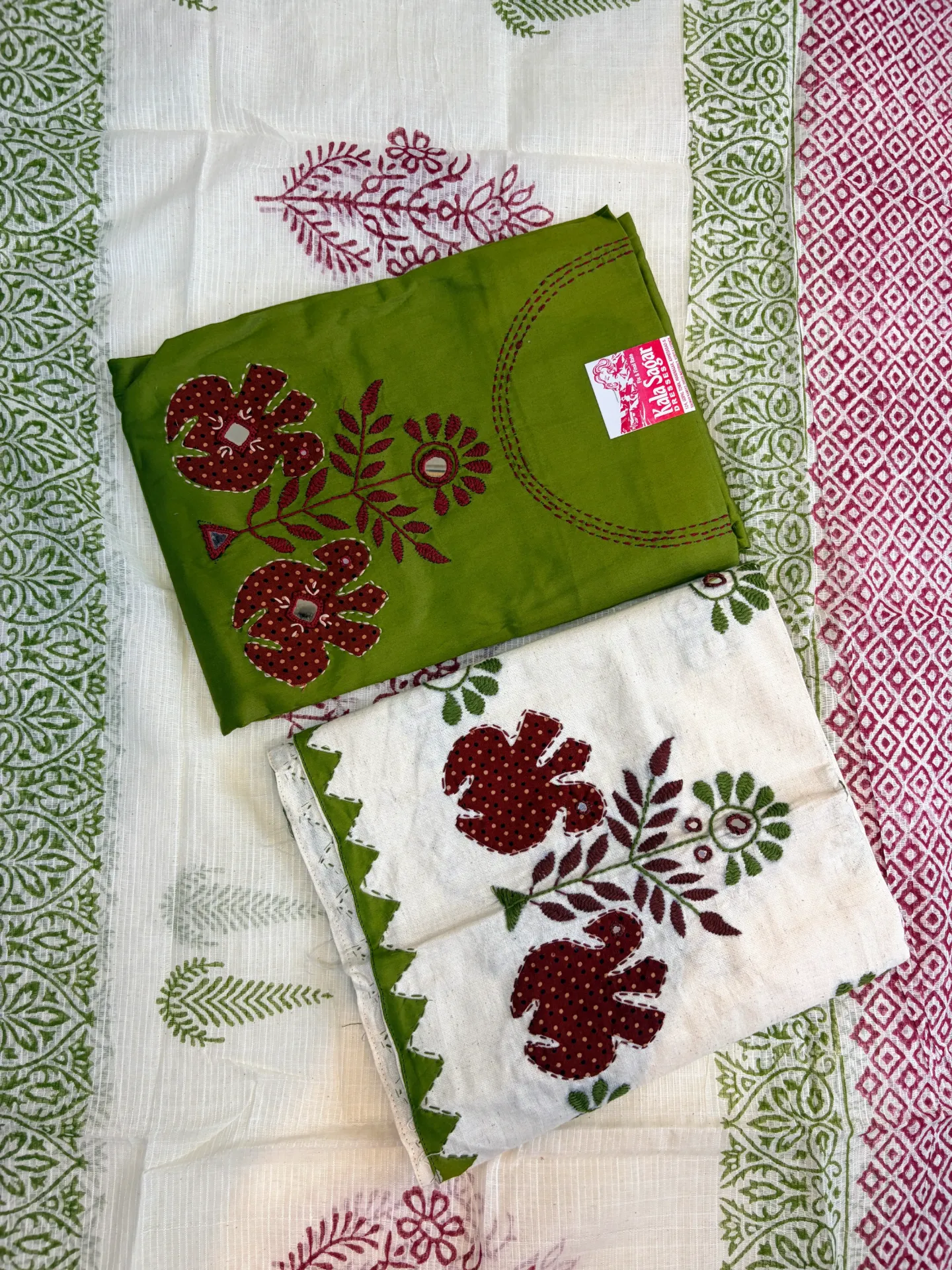Traditional Floral Dress Material Set