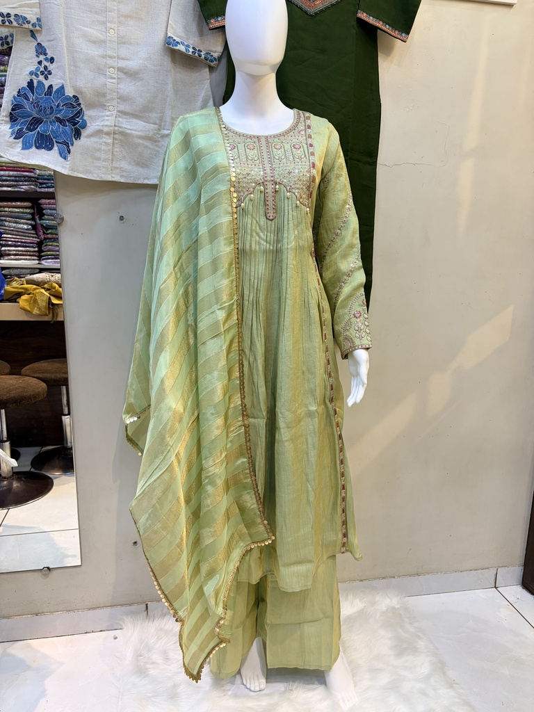 Pastel Pistachio Anarkali suit