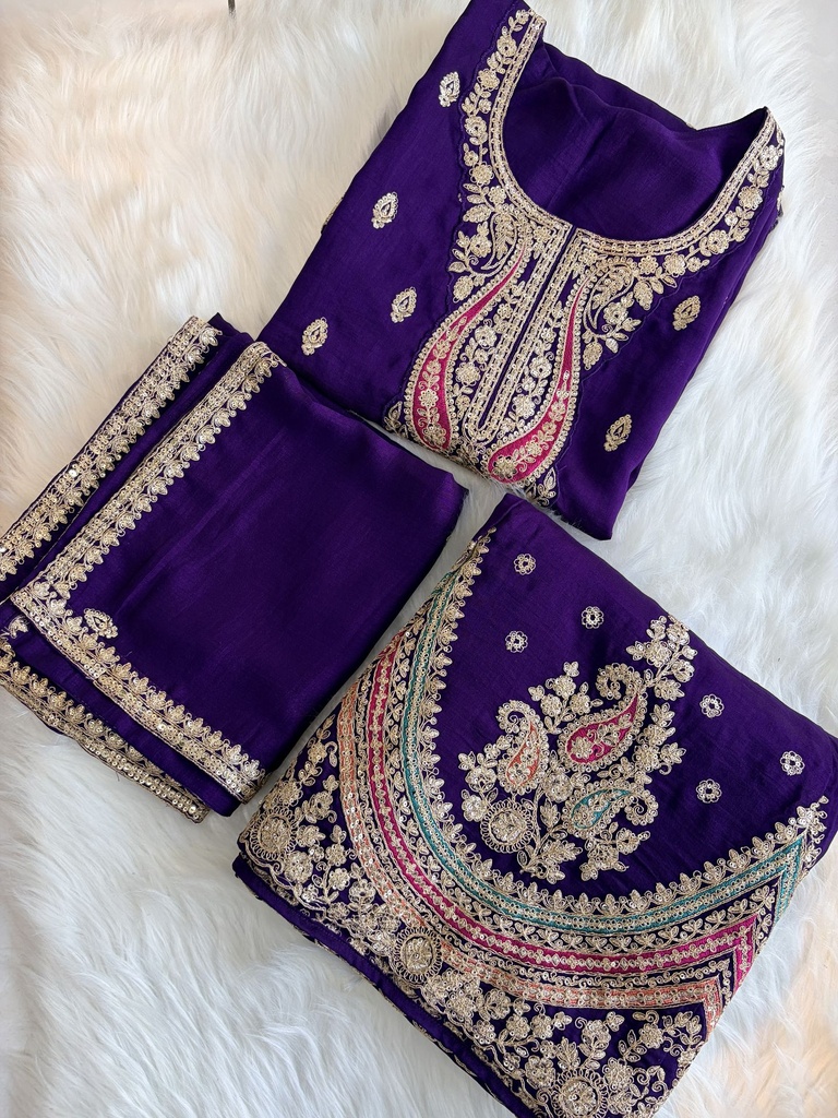 [sku/ppps/001] Plus Size Purple Plazo Set (8XL)