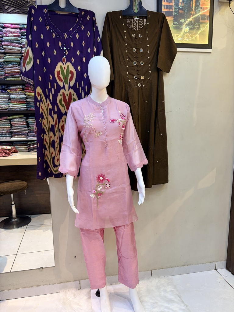 [sku/phcd/01] Best Pink Hand Work Co-Ord Set (M)